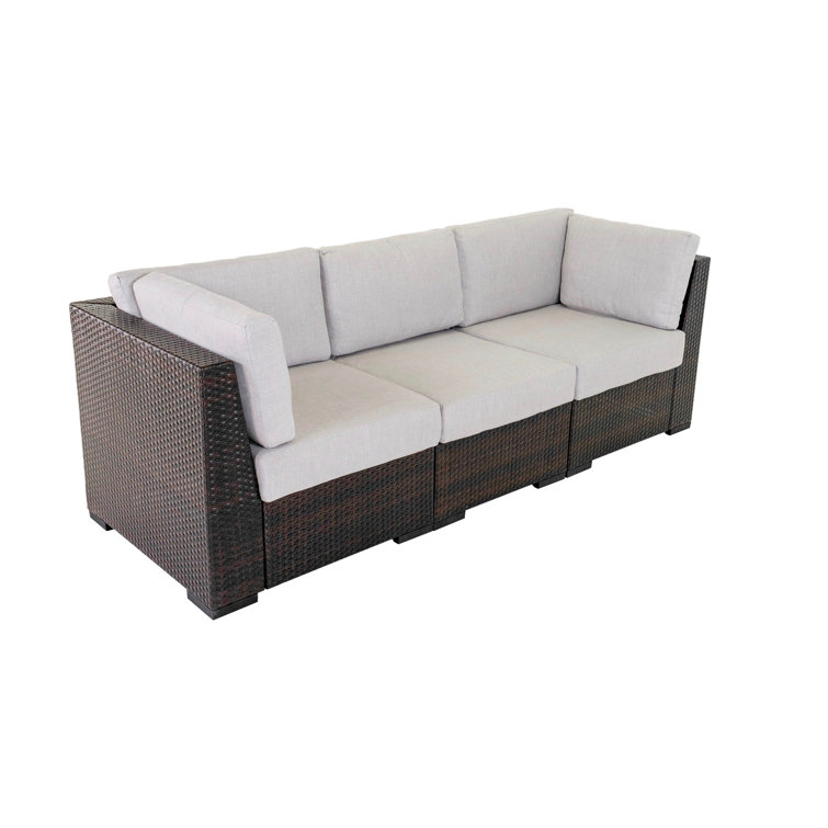 Outland Living 92.2" Wide Outdoor Wicker Patio Sofa Cushions Included